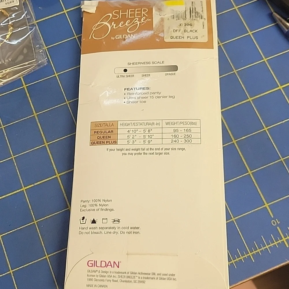 Gildan Sheer Breeze Queen Size Pantyhose Off Black